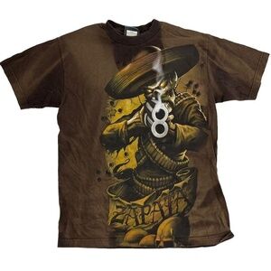 Vintage ODM Shirt Men Medium Brown Y2K Zapatista Premium Goods Low Rider Chicano